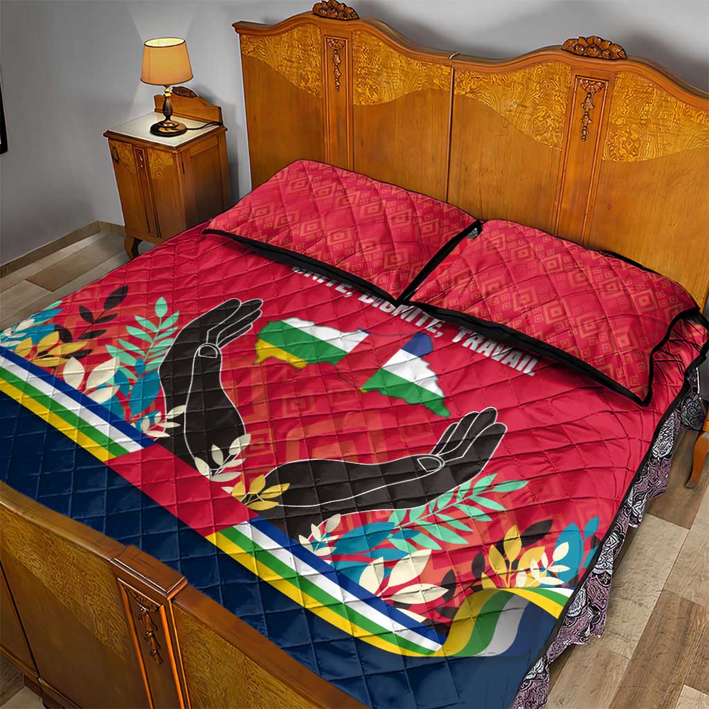 Central African Republic Quilt Bed Set Red Blue Green Tribal Design TS04