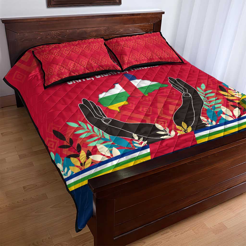 Central African Republic Quilt Bed Set Red Blue Green Tribal Design TS04