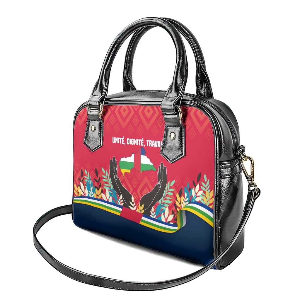 Central African Republic Shoulder Handbag with Red Blue Green Tribal Design and National Flag TS04