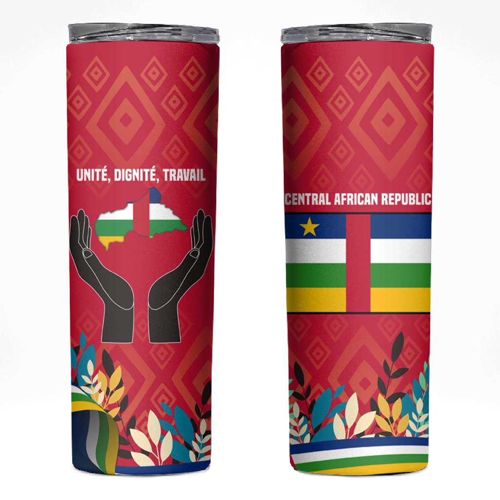 Central African Republic Skinny Tumbler Red Blue Green Tribal Design TS04
