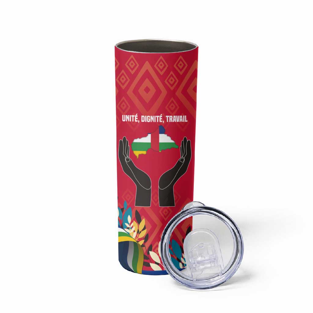 Central African Republic Skinny Tumbler Red Blue Green Tribal Design TS04