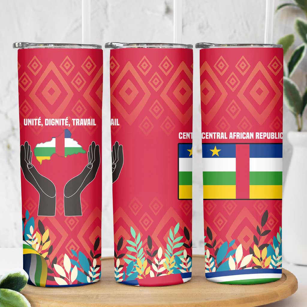 Central African Republic Skinny Tumbler Red Blue Green Tribal Design TS04
