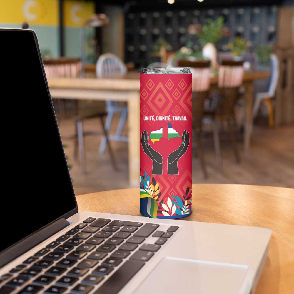 Central African Republic Skinny Tumbler Red Blue Green Tribal Design TS04