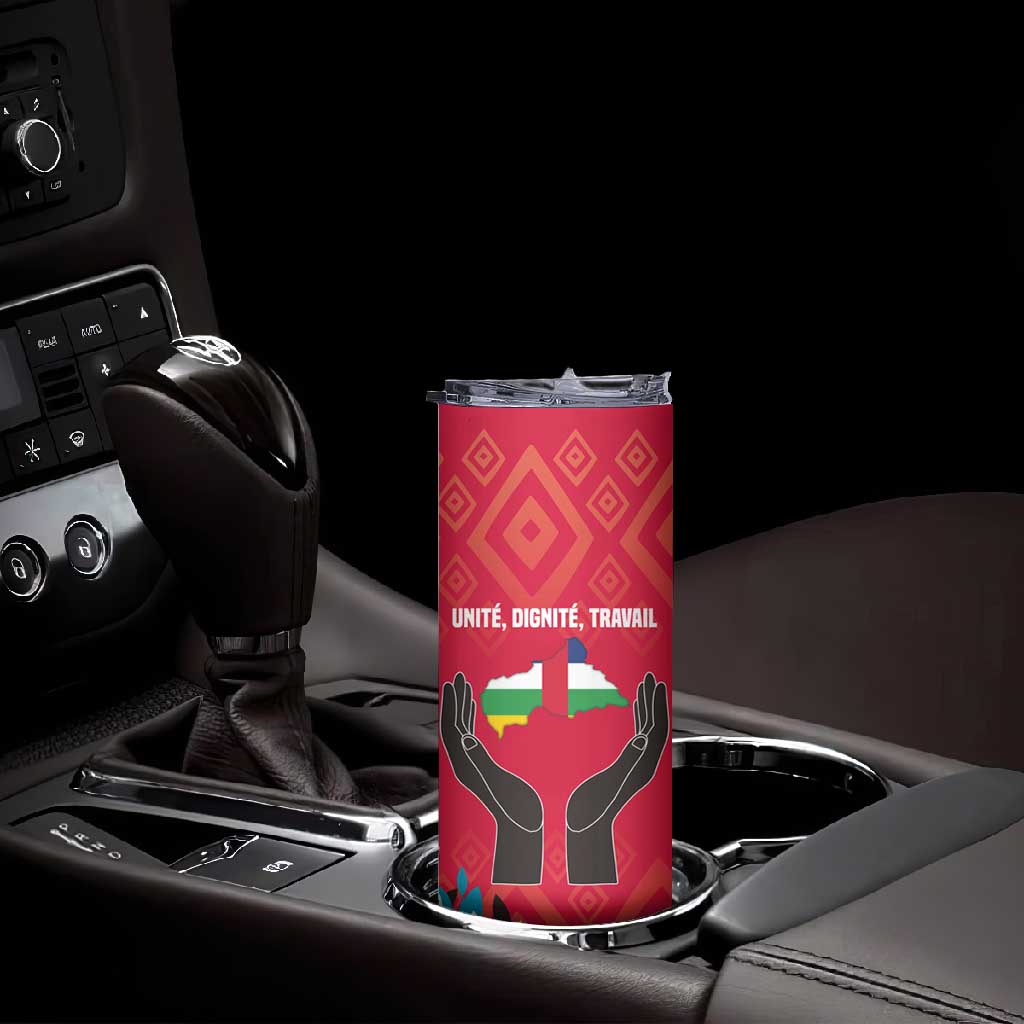 Central African Republic Skinny Tumbler Red Blue Green Tribal Design TS04