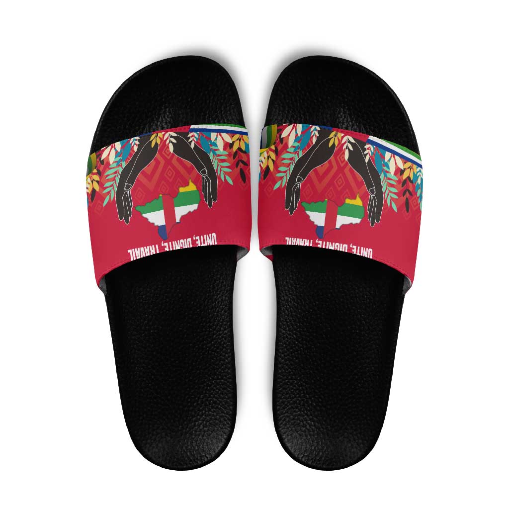Central African Republic Slide Sandals with Red Blue Green Tribal Design and National Flag TS04