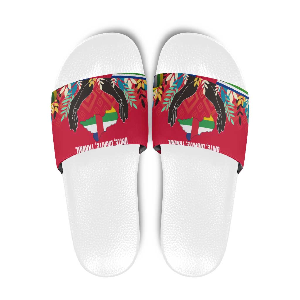 Central African Republic Slide Sandals with Red Blue Green Tribal Design and National Flag TS04