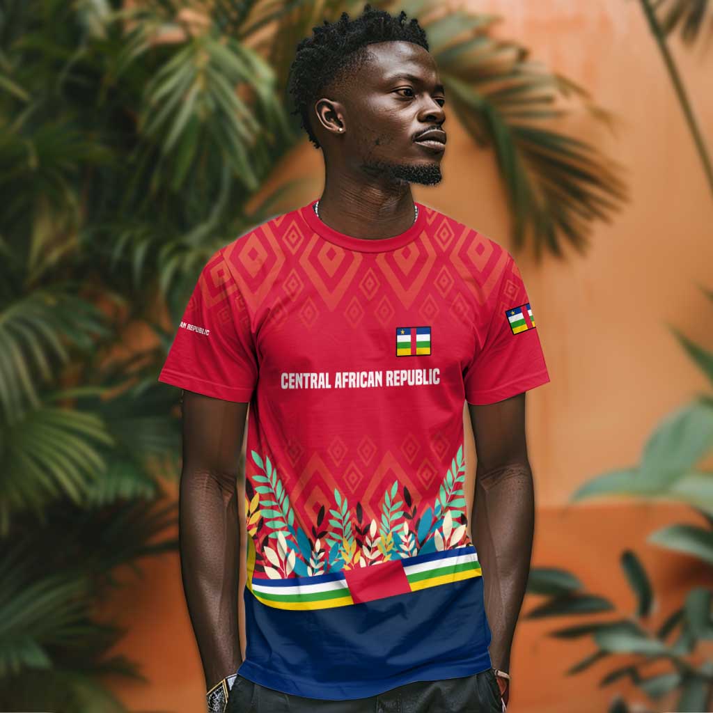 Central African Republic T shirt Red Blue Green Tribal Design TS04