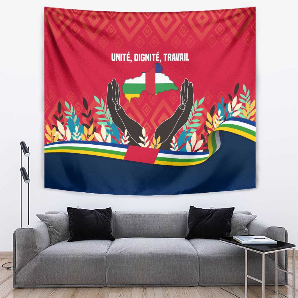 Central African Republic Tapestry Red Blue Green Tribal Design TS04