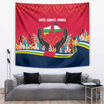 Central African Republic Tapestry Red Blue Green Tribal Design TS04