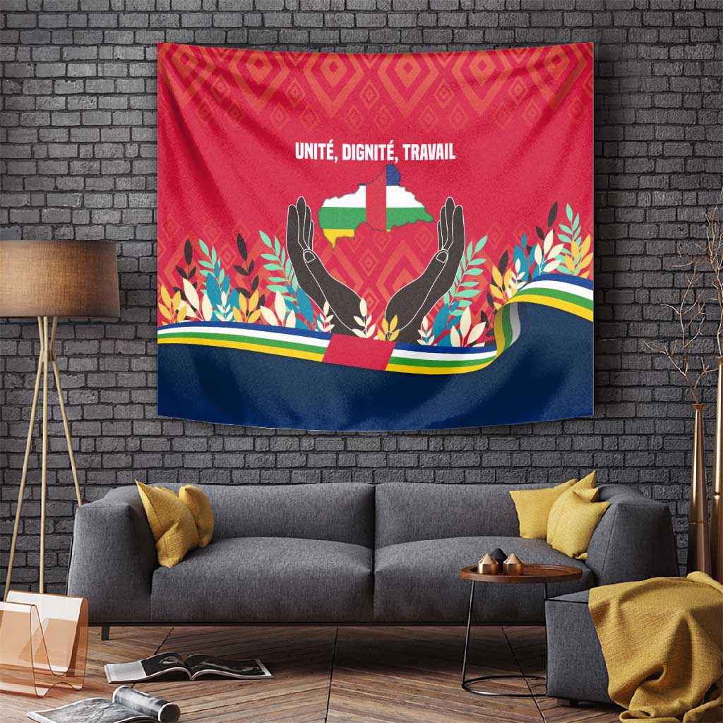 Central African Republic Tapestry Red Blue Green Tribal Design TS04