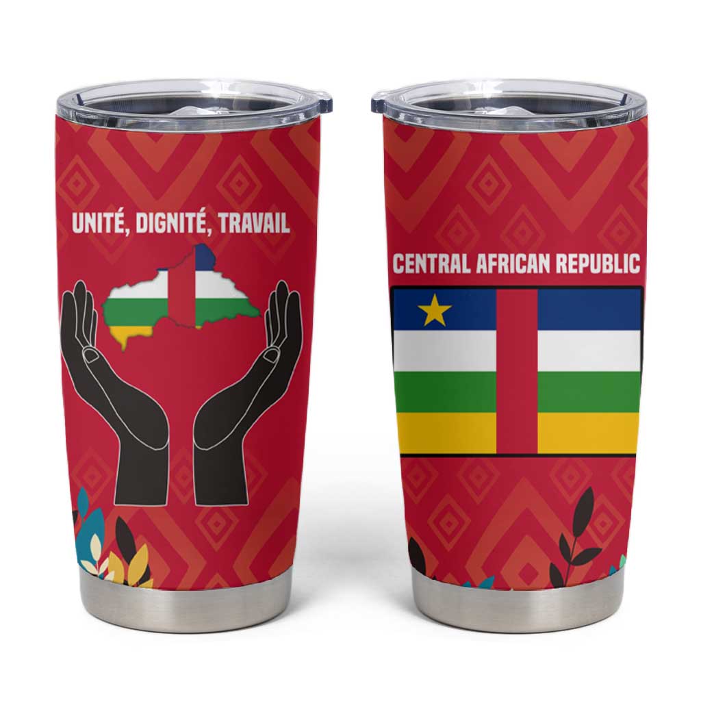 Central African Republic Tumbler Cup Red Blue Green Tribal Design TS04