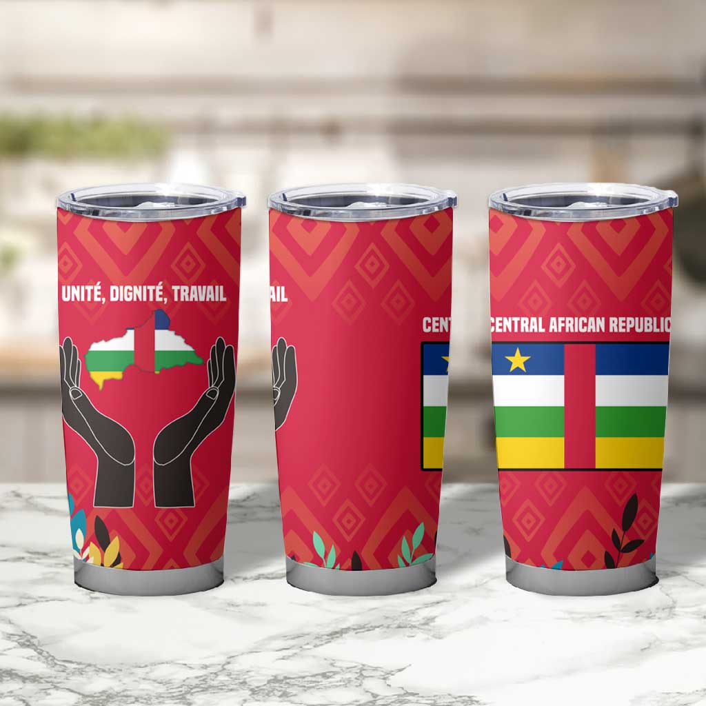 Central African Republic Tumbler Cup Red Blue Green Tribal Design TS04