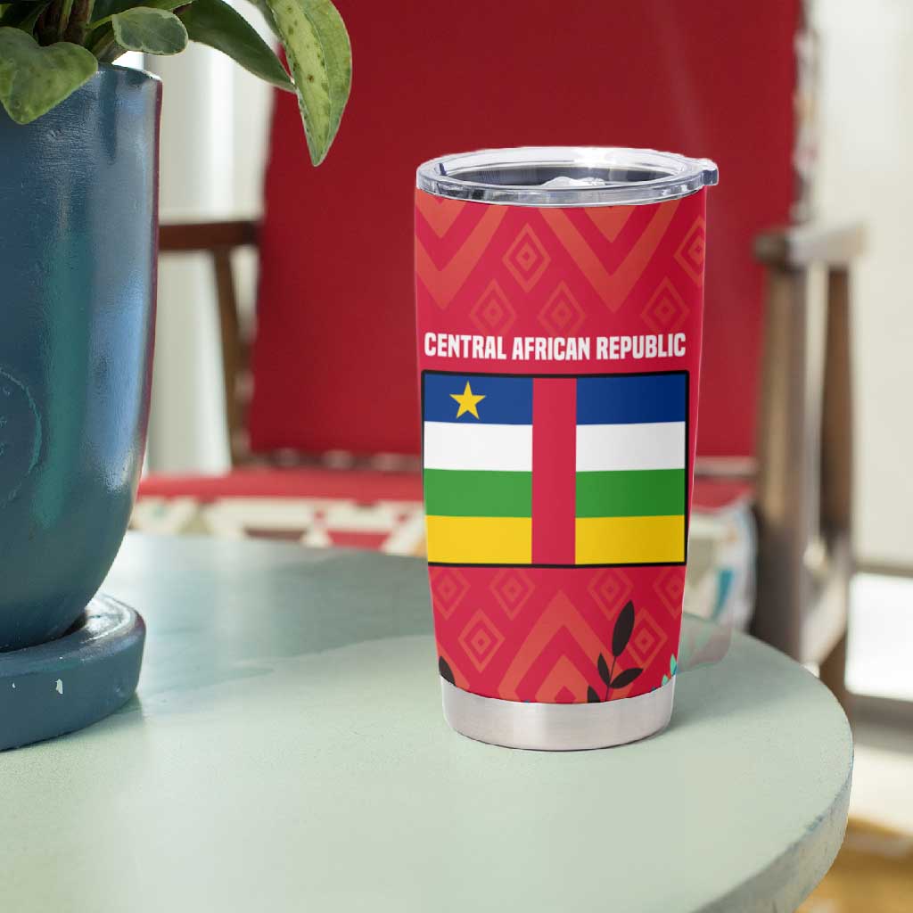 Central African Republic Tumbler Cup Red Blue Green Tribal Design TS04