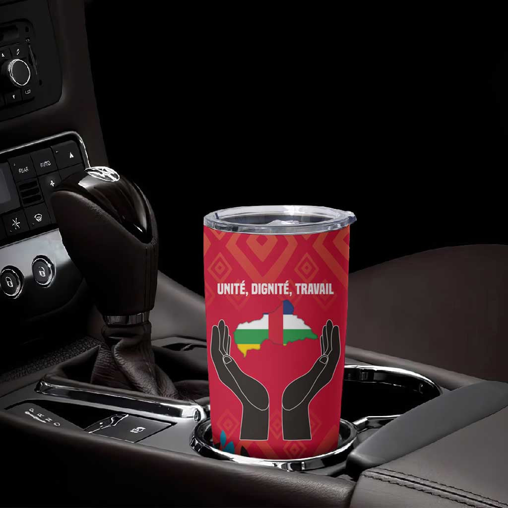 Central African Republic Tumbler Cup Red Blue Green Tribal Design TS04