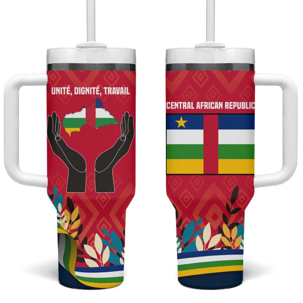 Central African Republic Tumbler With Handle Red Blue Green Tribal Design TS04