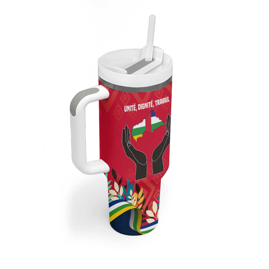 Central African Republic Tumbler With Handle Red Blue Green Tribal Design TS04