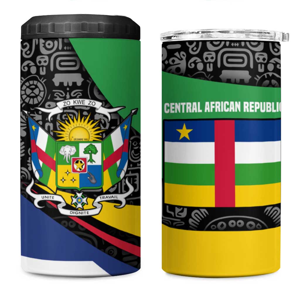 Central African Republic 4 in 1 Can Cooler Tumbler Multicolor Tribal Design TS04