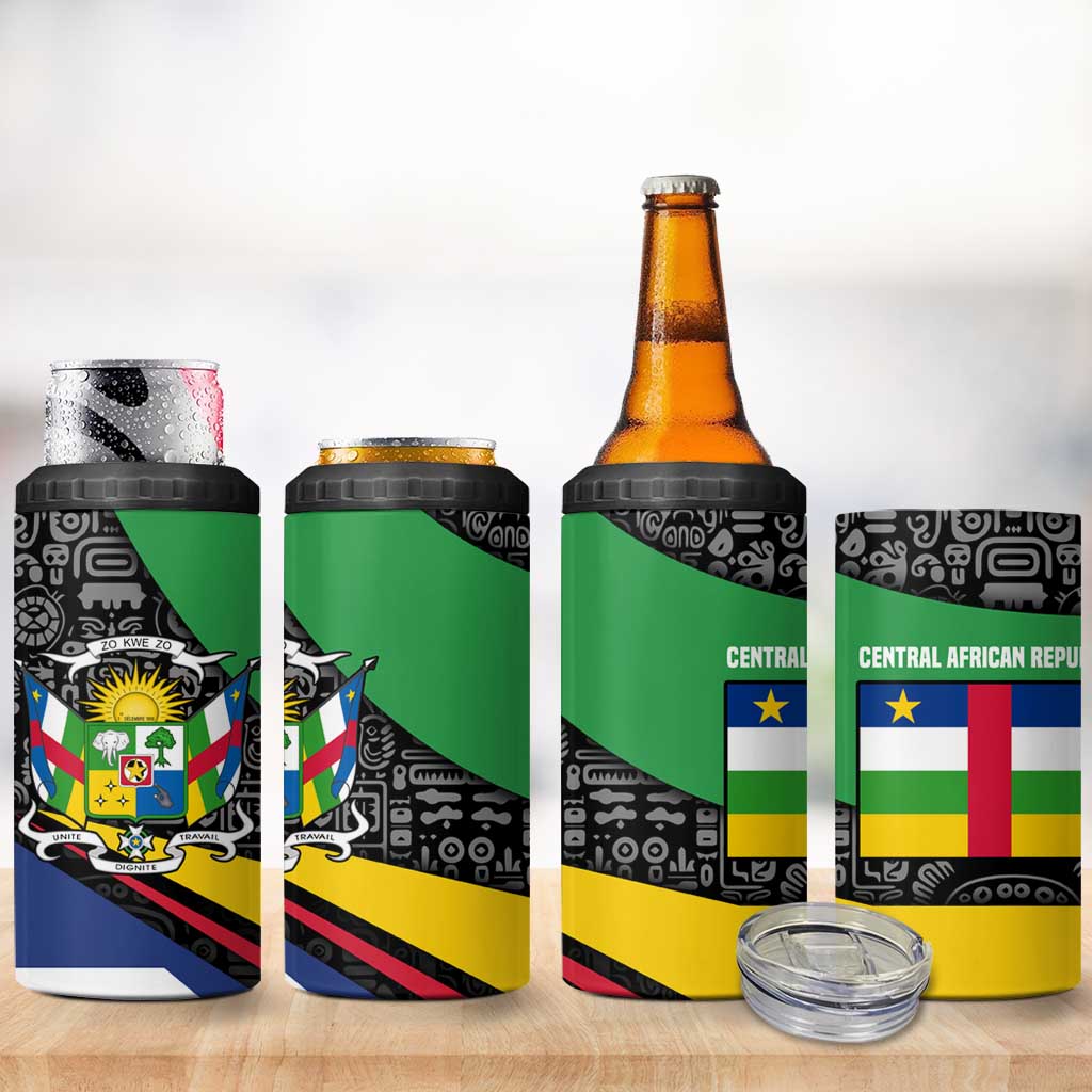Central African Republic 4 in 1 Can Cooler Tumbler Multicolor Tribal Design TS04
