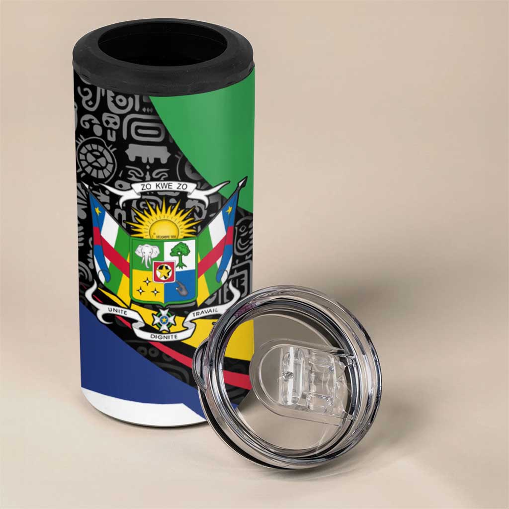 Central African Republic 4 in 1 Can Cooler Tumbler Multicolor Tribal Design TS04
