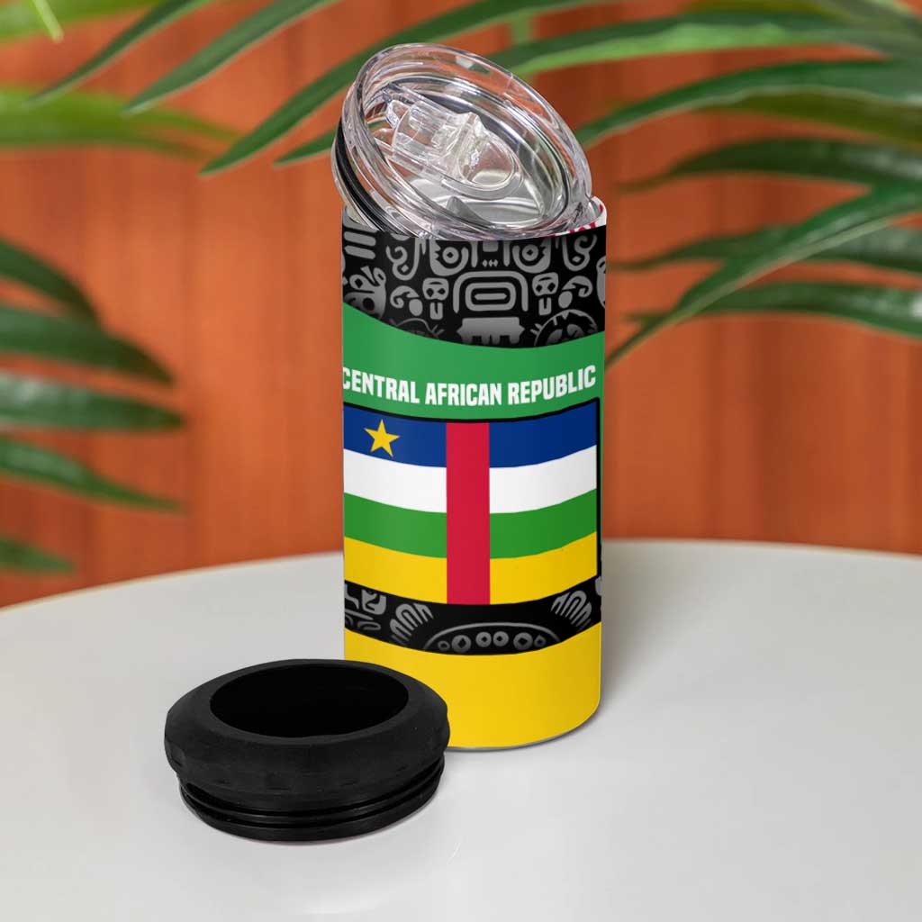 Central African Republic 4 in 1 Can Cooler Tumbler Multicolor Tribal Design TS04