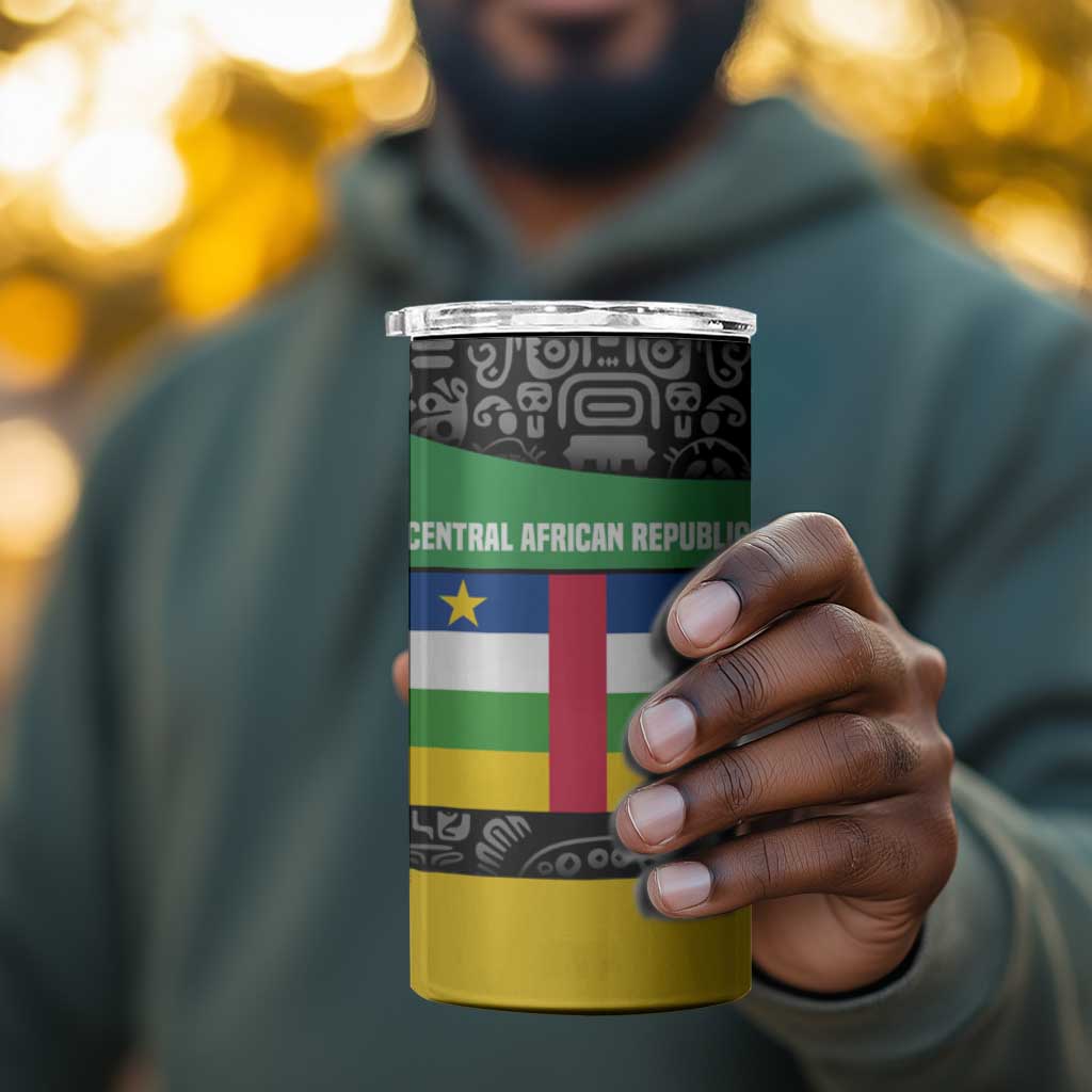 Central African Republic 4 in 1 Can Cooler Tumbler Multicolor Tribal Design TS04