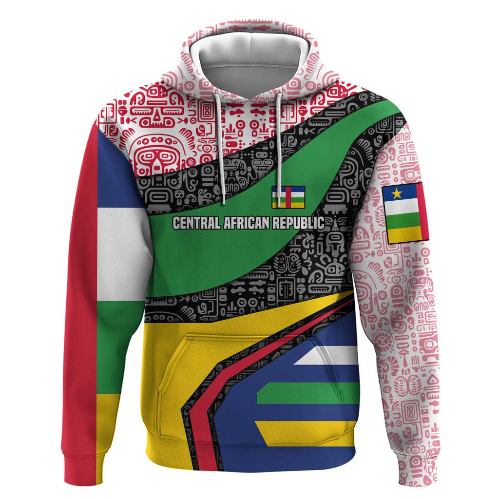 Central African Republic Hoodie with Multicolor Tribal Design and National Emblem TS04