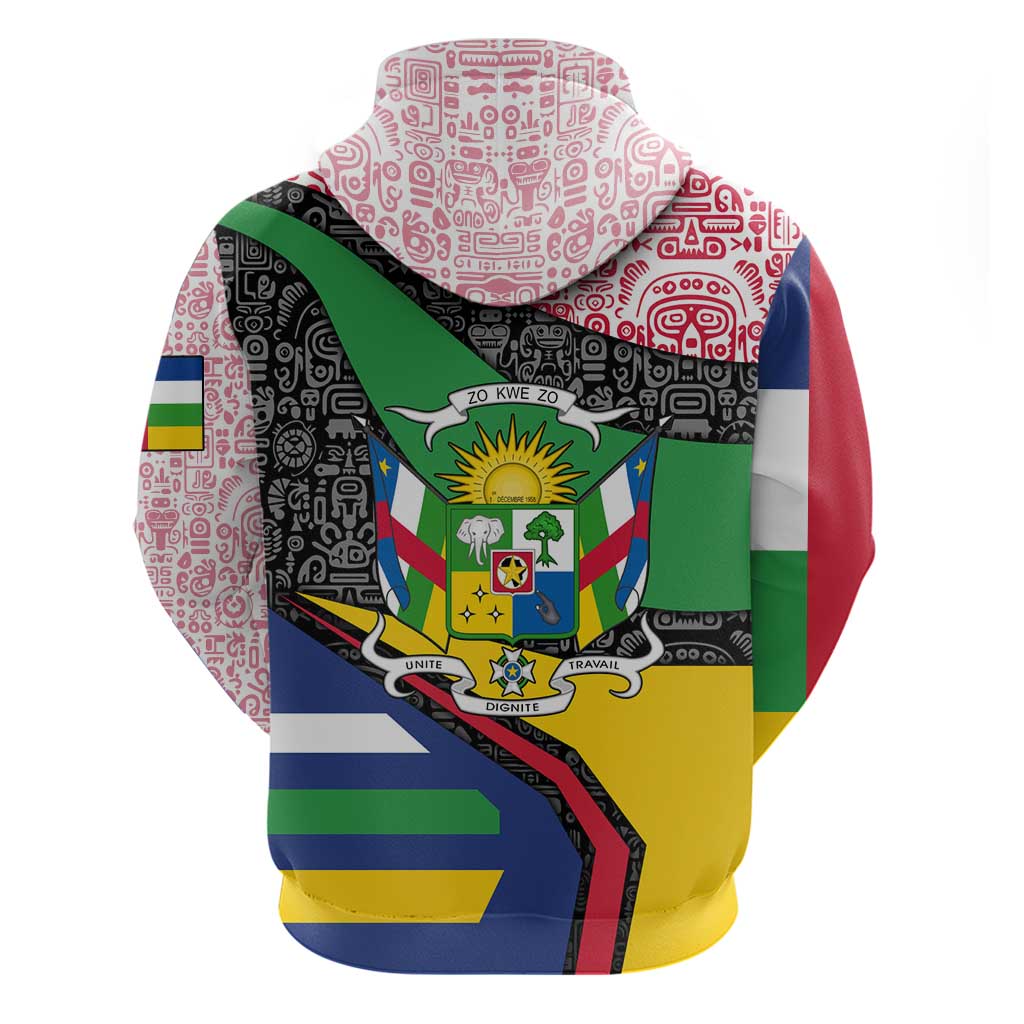 Central African Republic Hoodie with Multicolor Tribal Design and National Emblem TS04