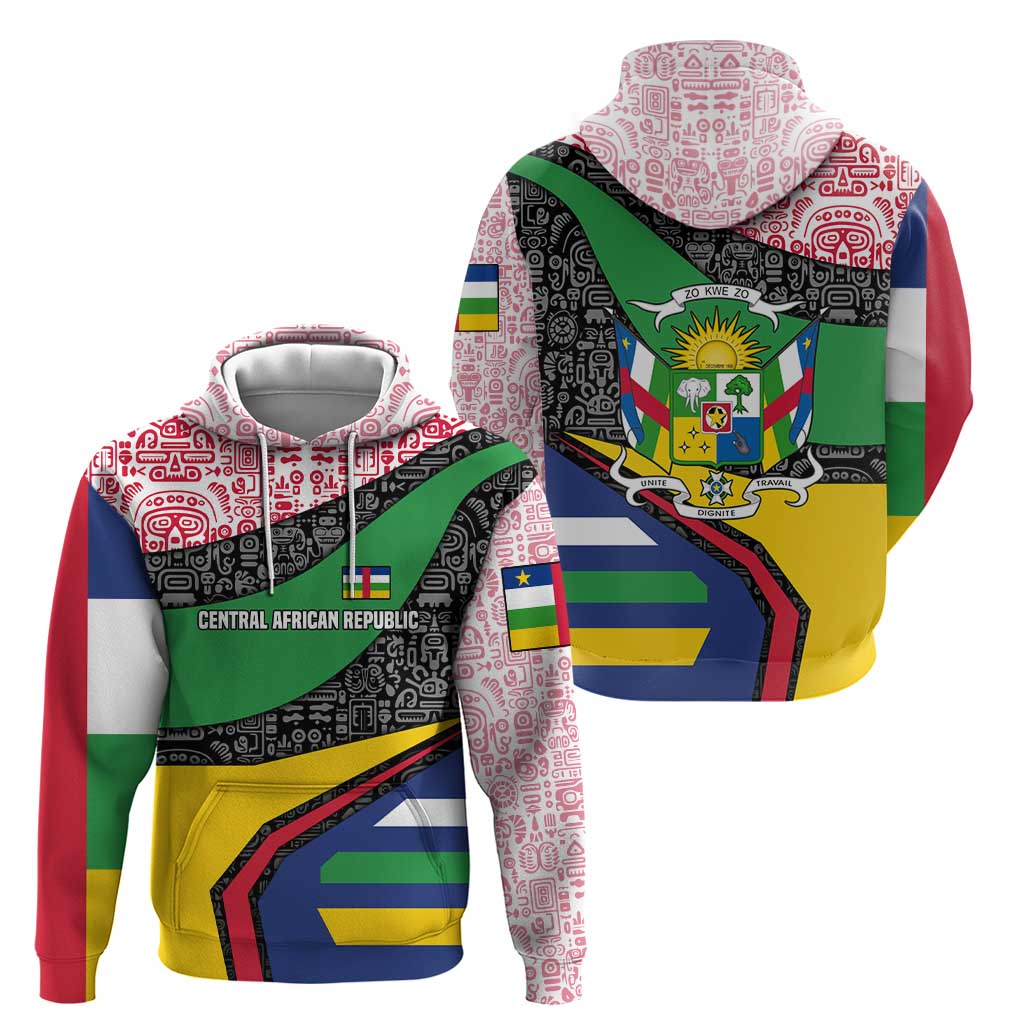 Central African Republic Hoodie with Multicolor Tribal Design and National Emblem TS04