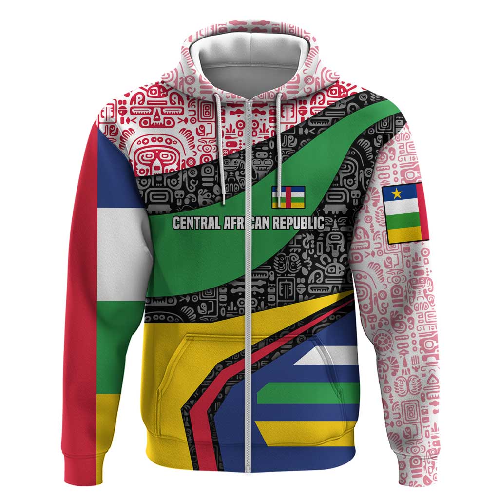 Central African Republic Hoodie with Multicolor Tribal Design and National Emblem TS04