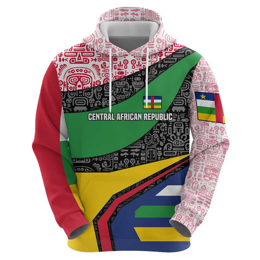Central African Republic Hoodie with Multicolor Tribal Design and National Emblem TS04