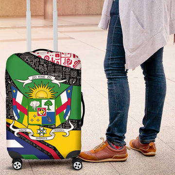 Central African Republic Luggage Cover with Multicolor Tribal Design and National Emblem TS04