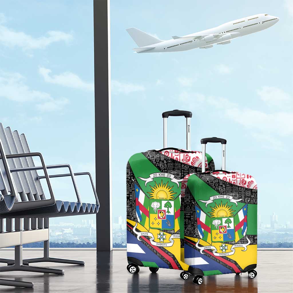 Central African Republic Luggage Cover with Multicolor Tribal Design and National Emblem TS04