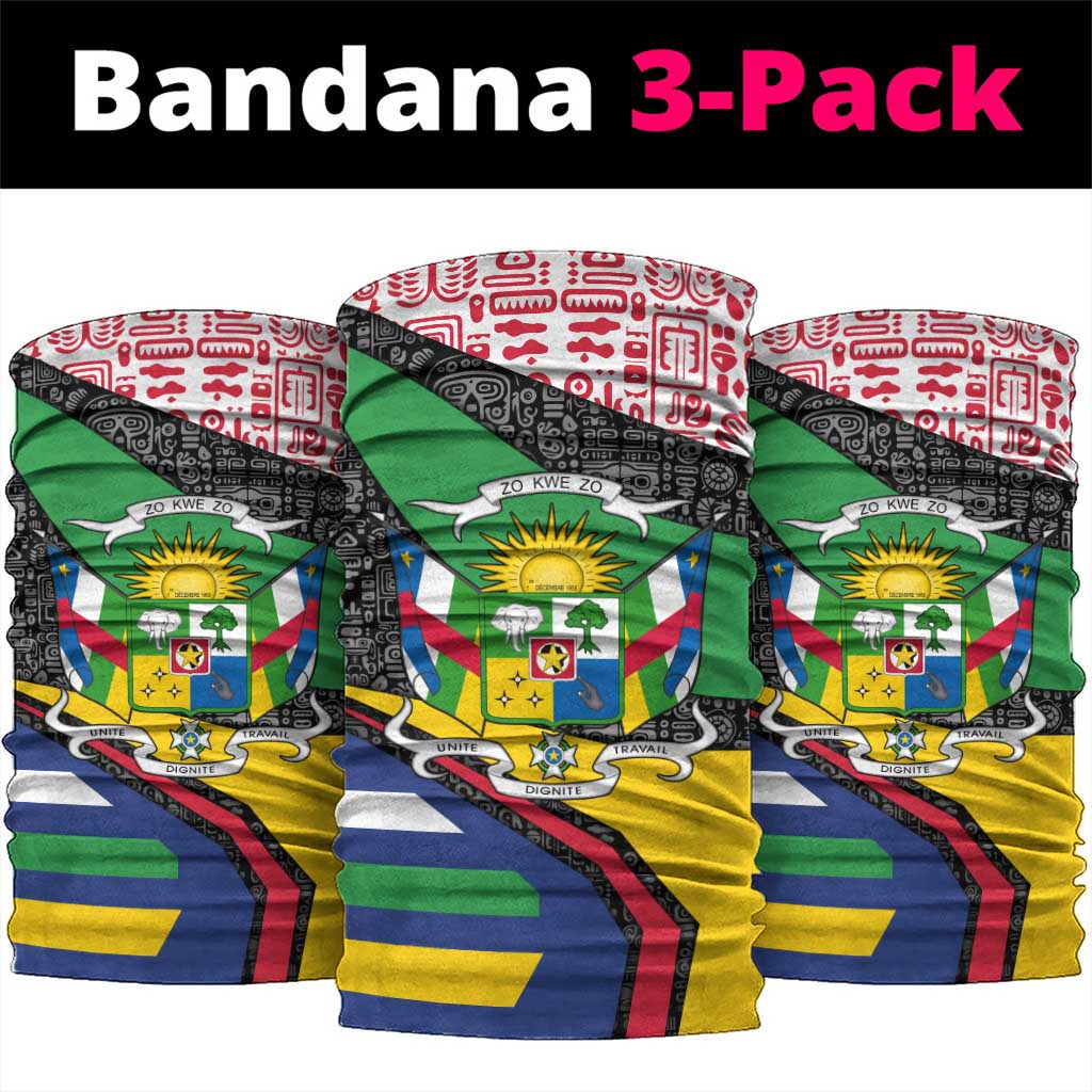 Central African Republic Neck Gaiter with Multicolor Tribal Design and National Emblem TS04