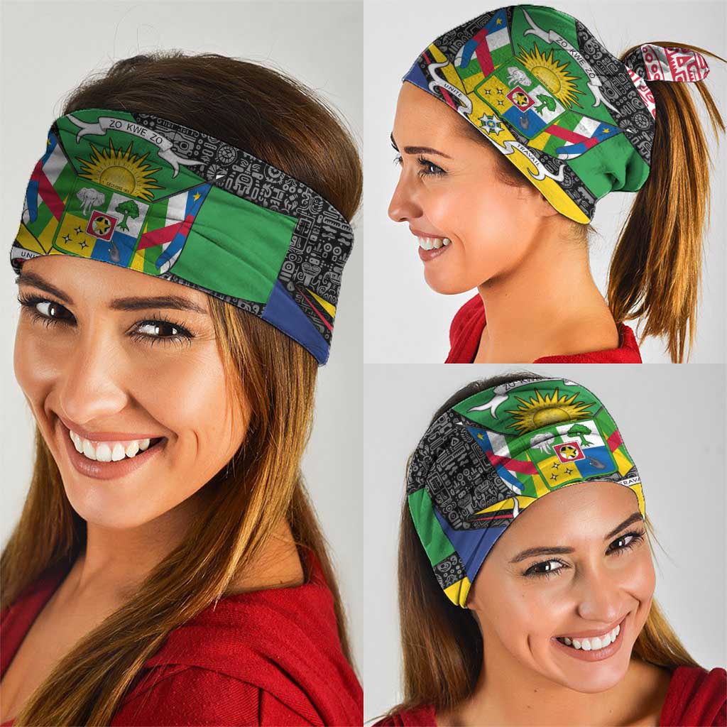 Central African Republic Neck Gaiter with Multicolor Tribal Design and National Emblem TS04