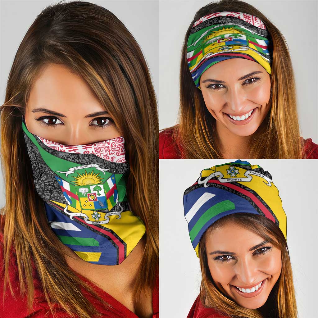 Central African Republic Neck Gaiter with Multicolor Tribal Design and National Emblem TS04