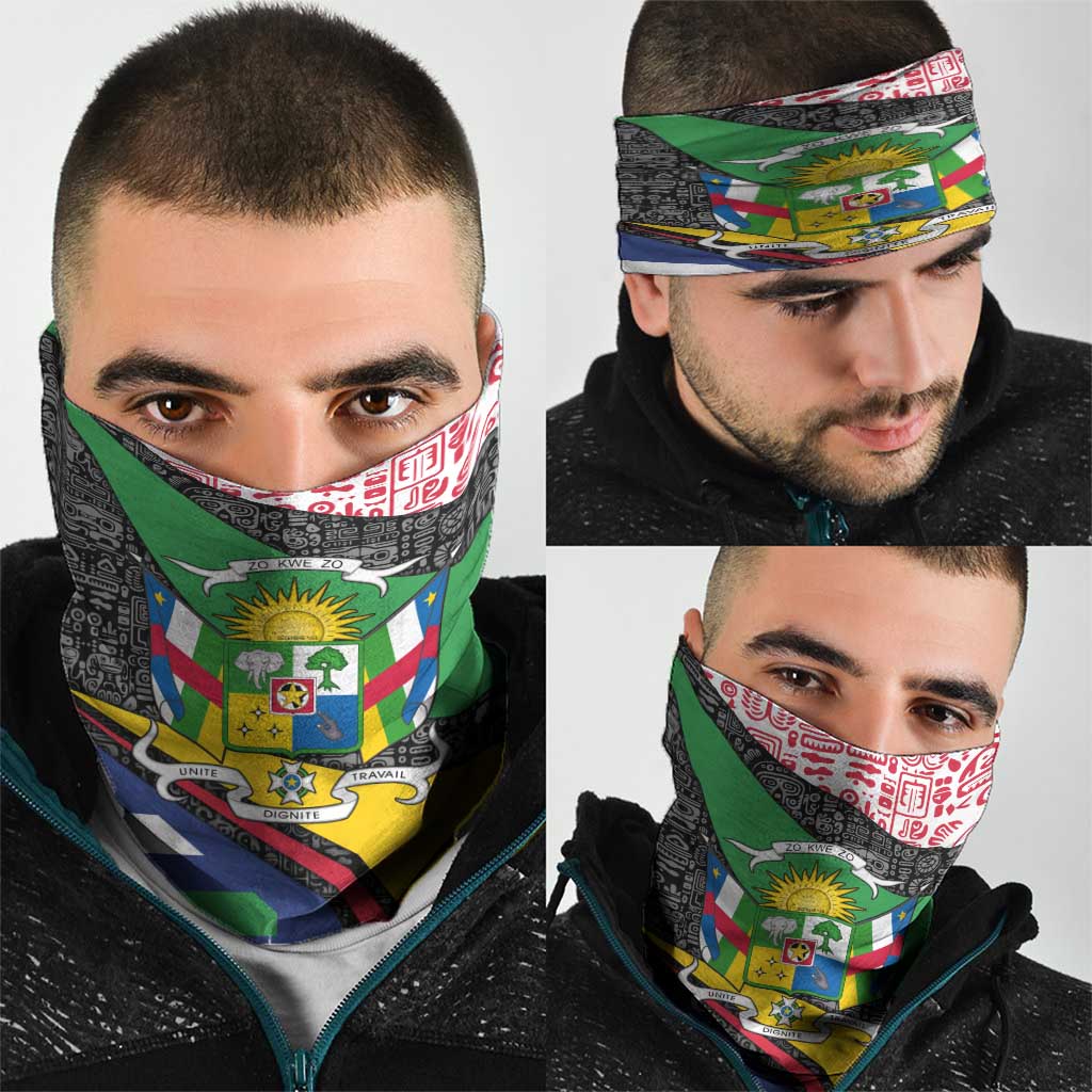 Central African Republic Neck Gaiter with Multicolor Tribal Design and National Emblem TS04