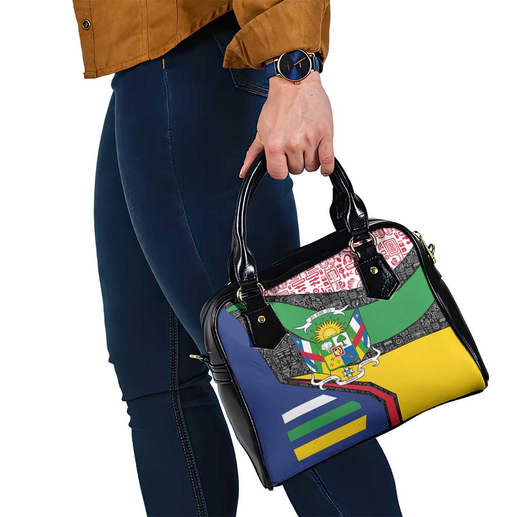 Central African Republic Shoulder Handbag with Multicolor Tribal Design and National Emblem TS04