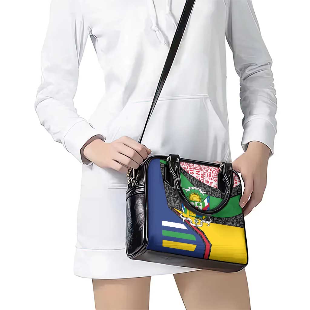 Central African Republic Shoulder Handbag with Multicolor Tribal Design and National Emblem TS04