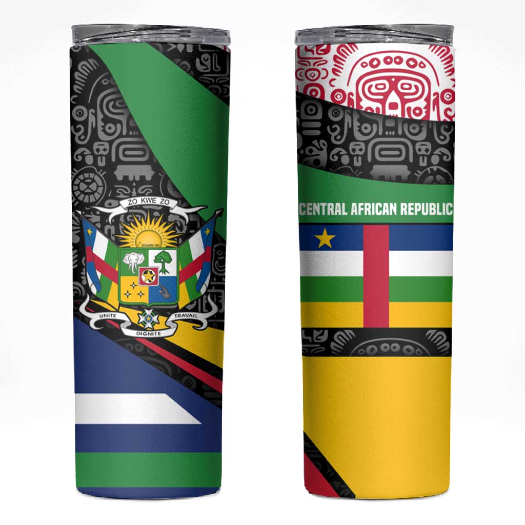 Central African Republic Skinny Tumbler Multicolor Tribal Design TS04
