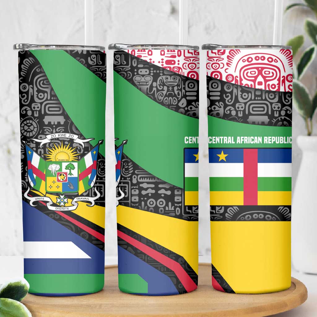 Central African Republic Skinny Tumbler Multicolor Tribal Design TS04