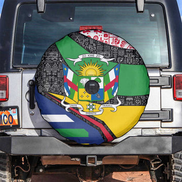 Central African Republic Spare Tire Cover with Multicolor Tribal Design and National Emblem TS04