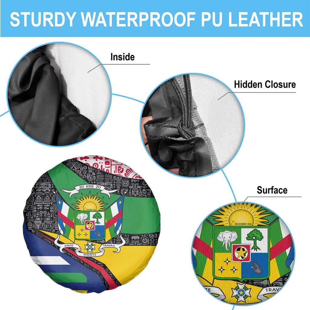 Central African Republic Spare Tire Cover with Multicolor Tribal Design and National Emblem TS04