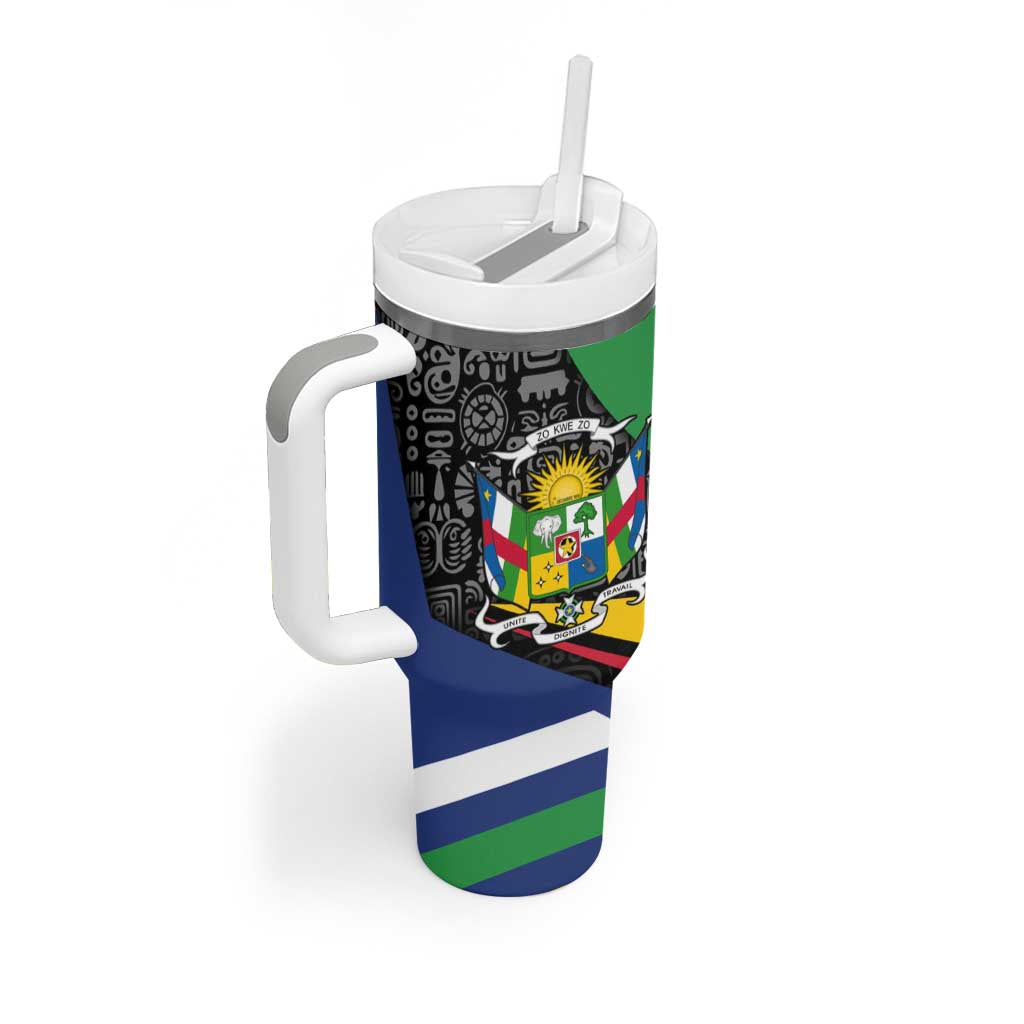Central African Republic Tumbler With Handle Multicolor Tribal Design TS04