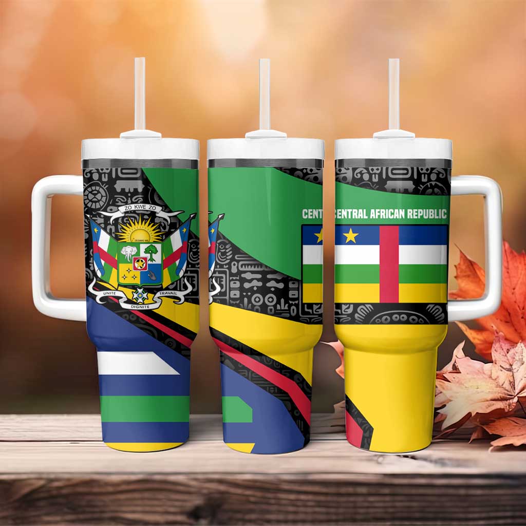 Central African Republic Tumbler With Handle Multicolor Tribal Design TS04