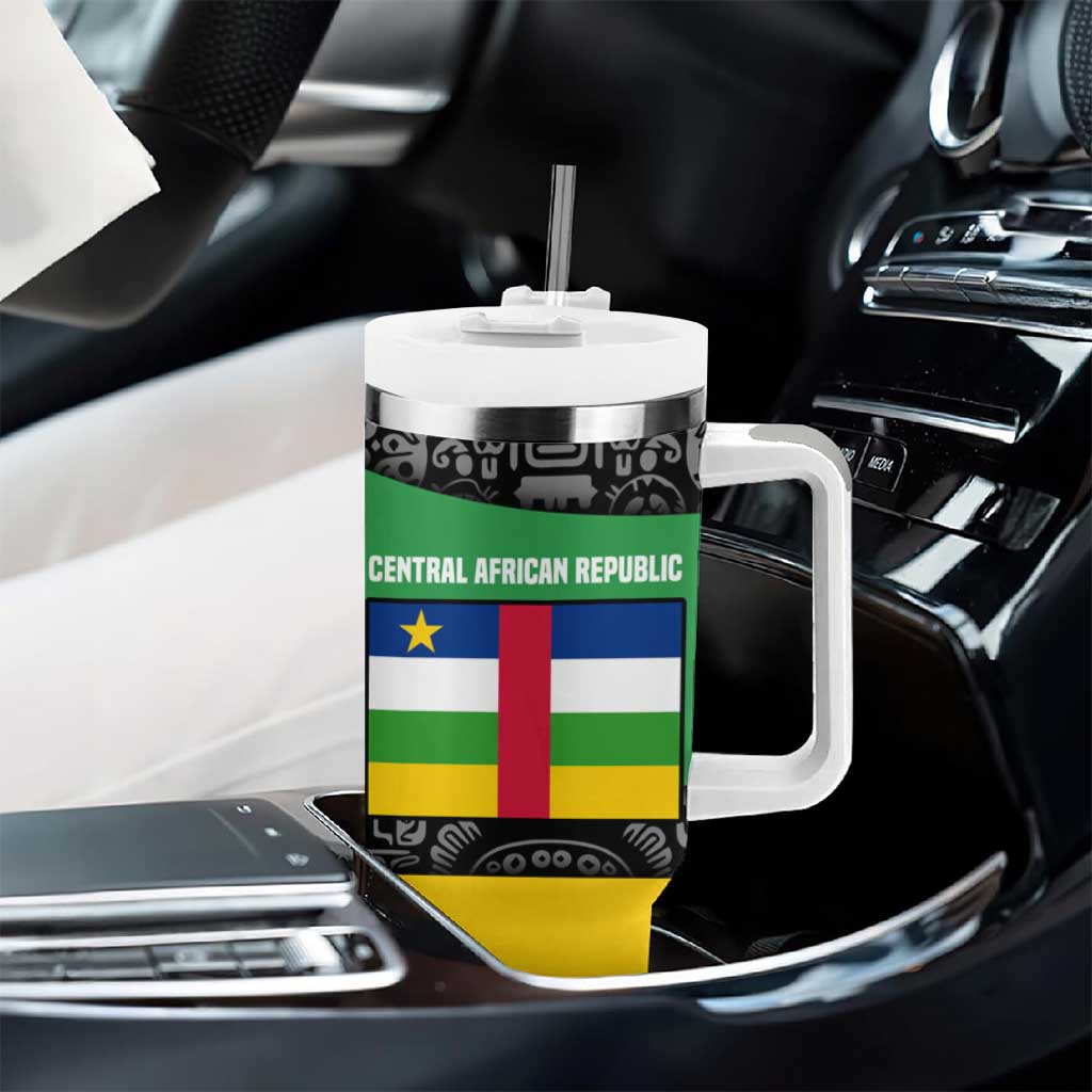 Central African Republic Tumbler With Handle Multicolor Tribal Design TS04