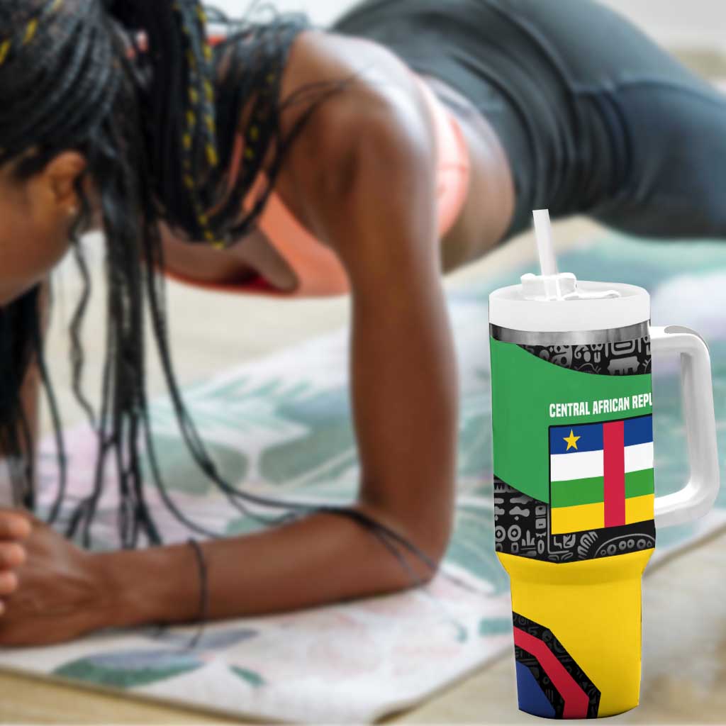 Central African Republic Tumbler With Handle Multicolor Tribal Design TS04