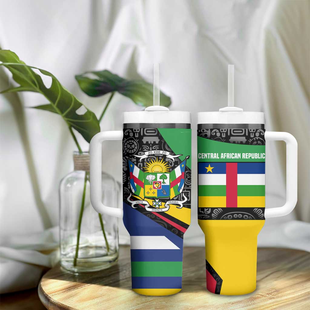 Central African Republic Tumbler With Handle Multicolor Tribal Design TS04