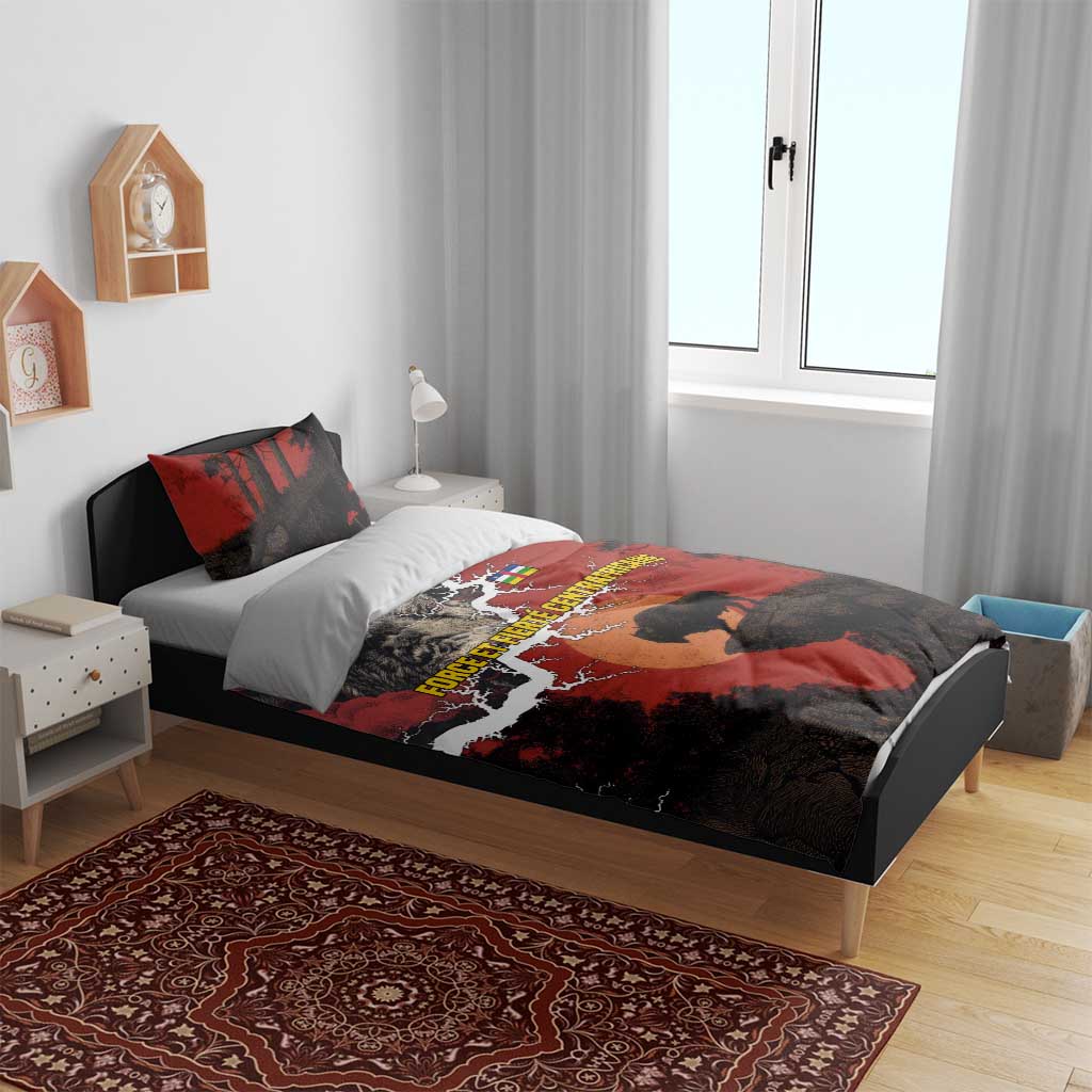 Central African Republic Bedding Set Red Black Nature Design and Buffalo TS04