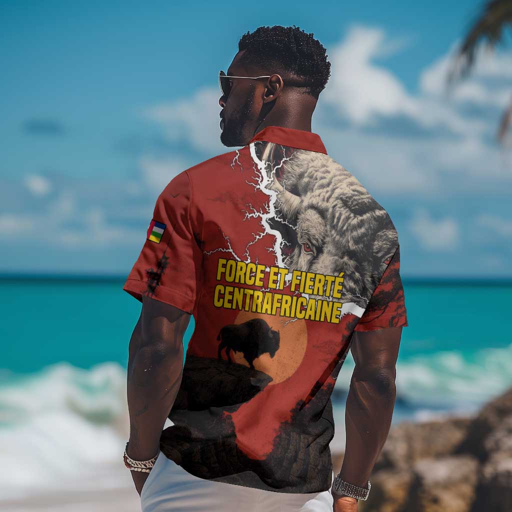 Central African Republic Hawaiian Shirt Red Black Nature Design and Buffalo TS04