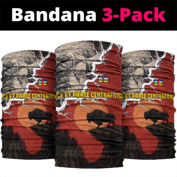Central African Republic Neck Gaiter with Red Black Nature Design and Buffalo Pattern TS04